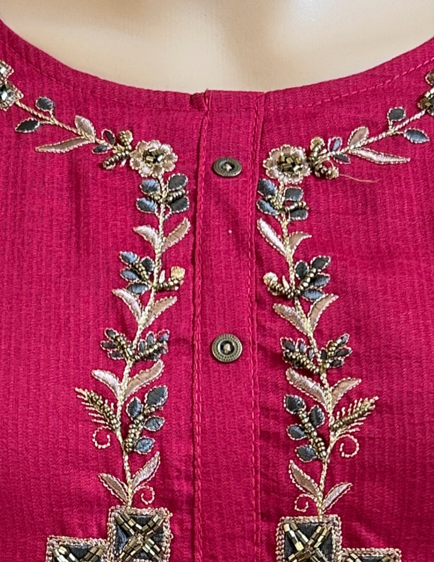 Nurah Women pink embroidered Kurta with trouser and zari woven dupatta