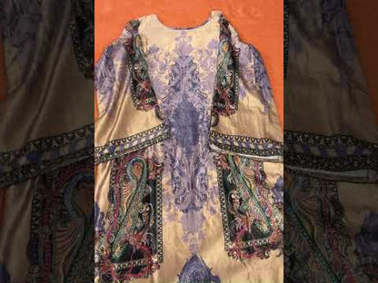 Nurah Women velvet Kurta with pashmina trousers and digital printed velvet dupatta